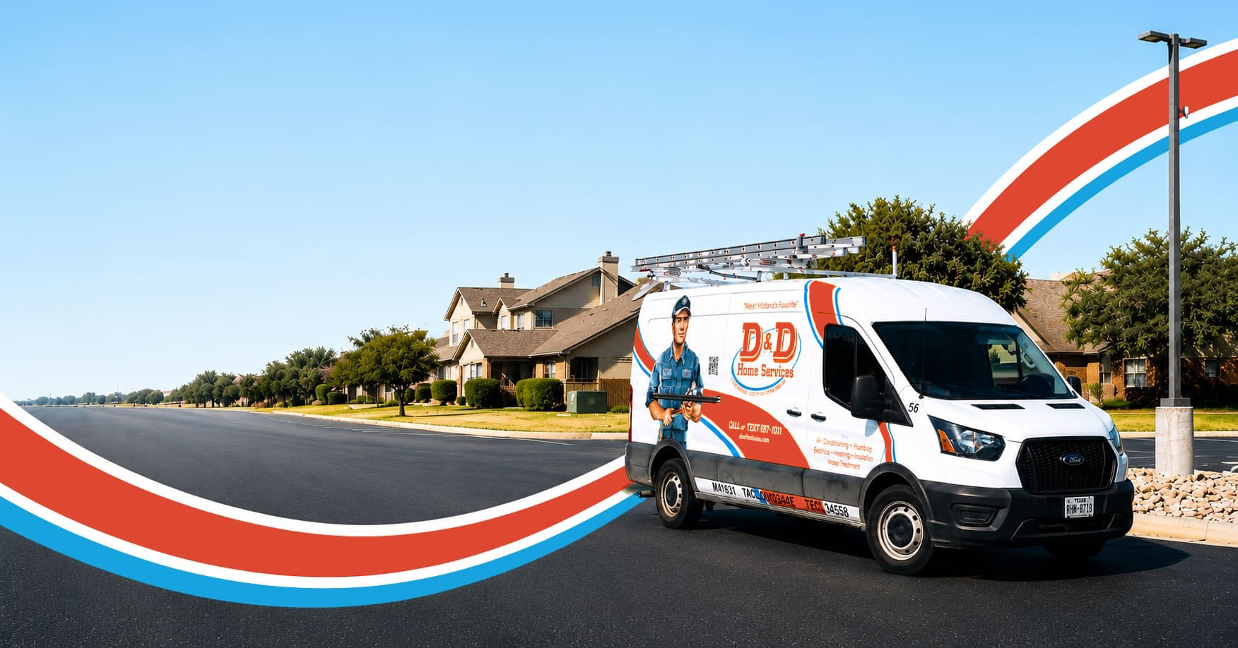 D&D Home Services plumber and HVAC technician working on a Midland, TX home
