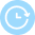 Blue circular refresh/history icon featuring a clock, indicating a reload or time-tracking action.