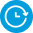 Blue circular clock icon representing time or history