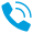 Blue circular icon featuring a black headset, representing customer support or help