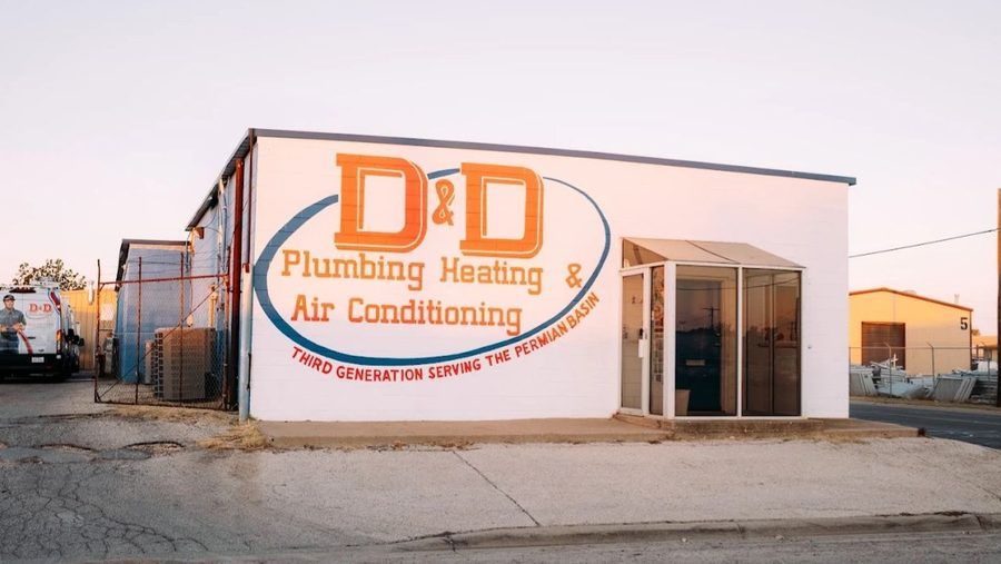 Exterior of the D&D Plumbing, Heating, and Air Conditioning office in Midland, TX, serving homeowners and businesses throughout the Permian Basin.